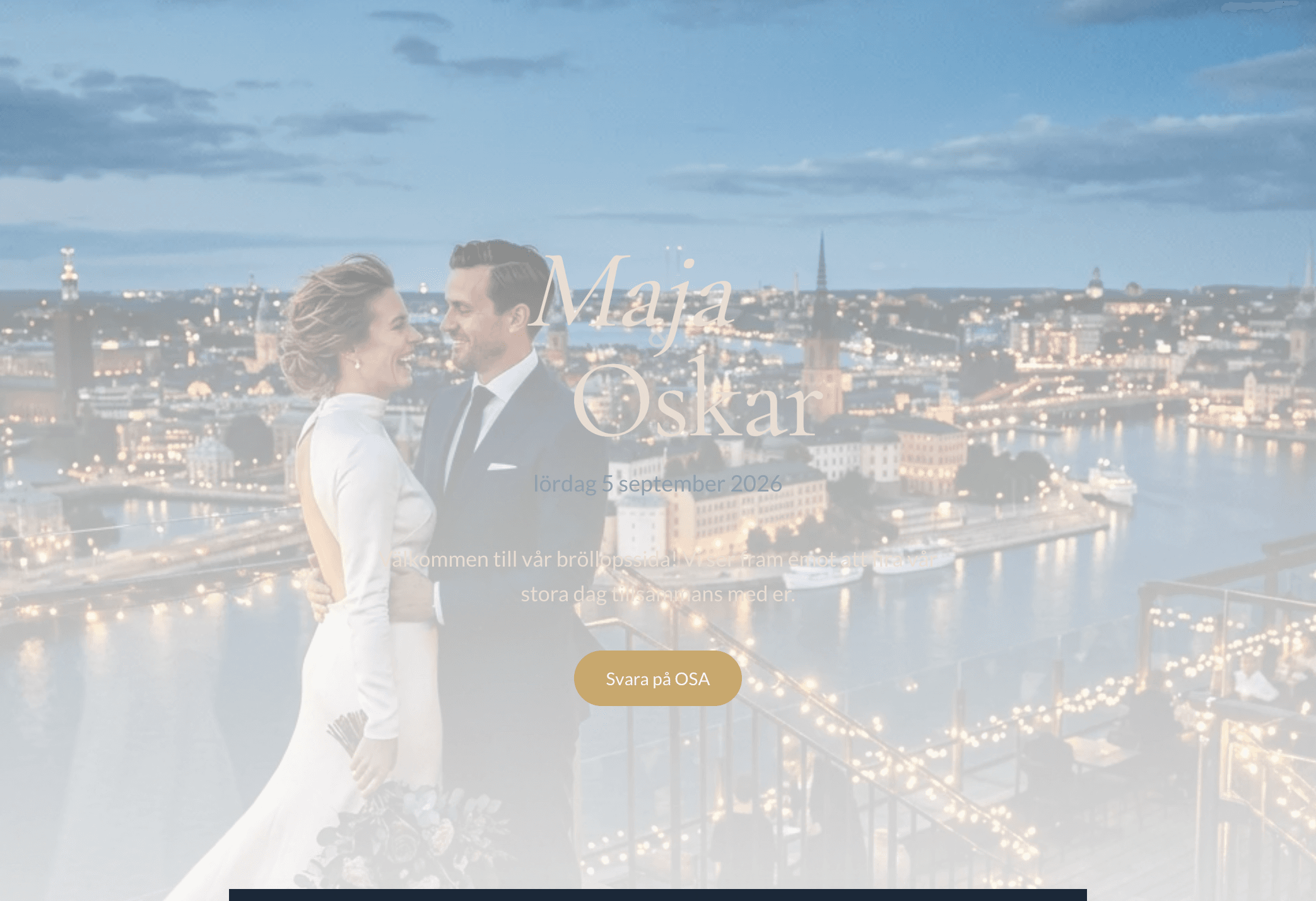 Exempel på redaktionell bröllopshemsida skapad med WedJoi