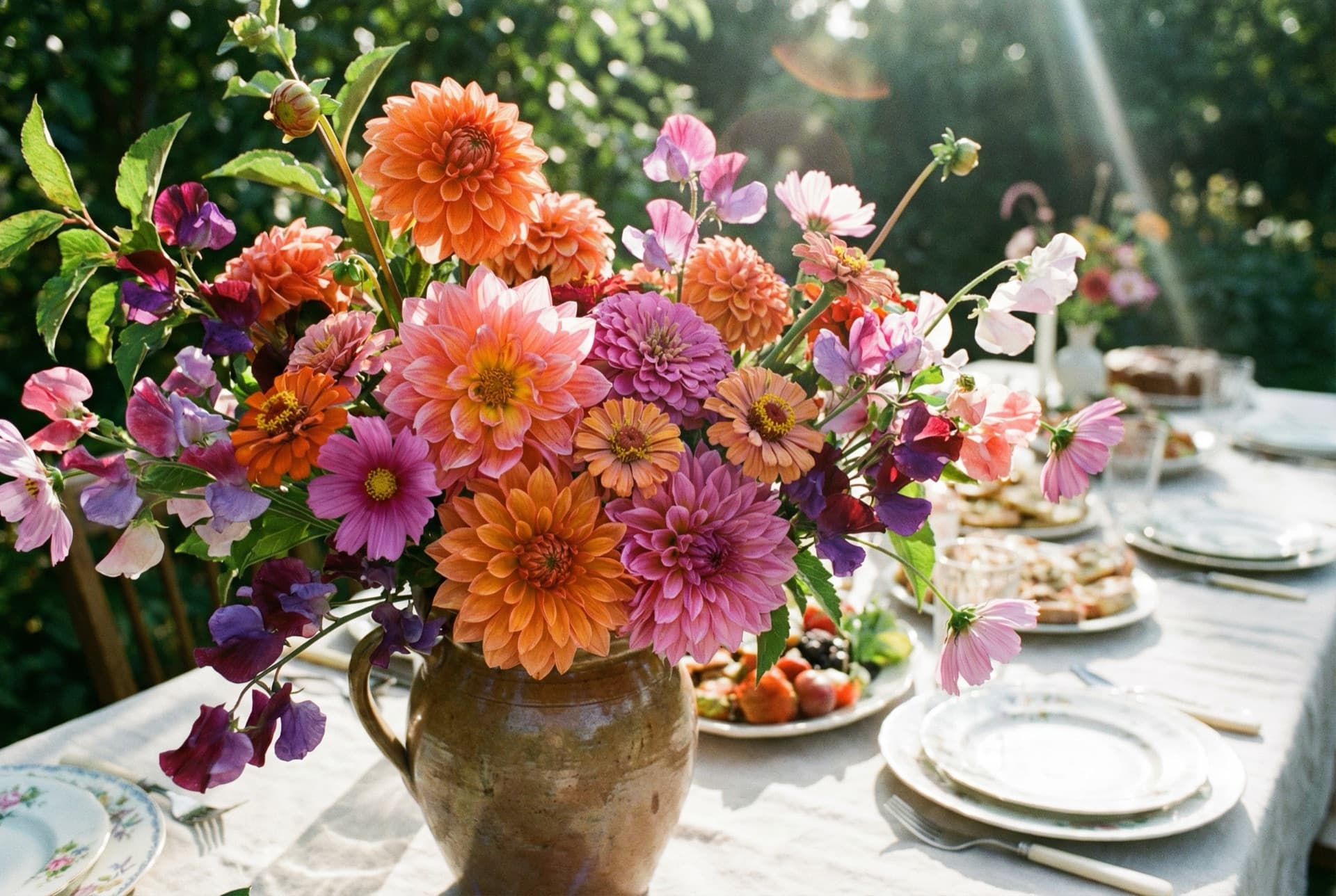 Säsongsblommor arrangerade för bröllop